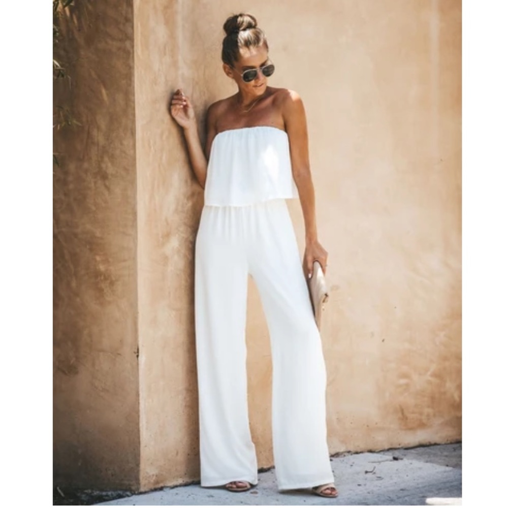 VICI Crystal Clear Strapless Jumpsuit